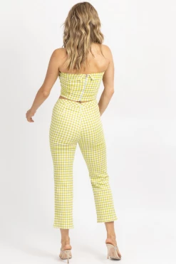 LE LIS GREEN GINGHAM TUBE TOP + PANT SET