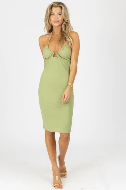 BAILEY ROSE SAGE CROSS HALTERNECK MIDI DRESS NEW ARRIVALS