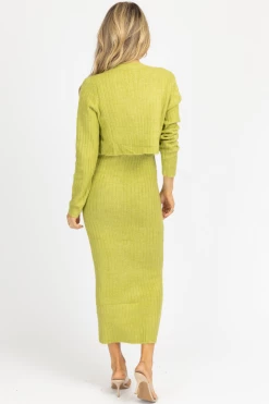 EMORY PARK GREEN KNIT CARDIGAN + MAXI DRESS SET