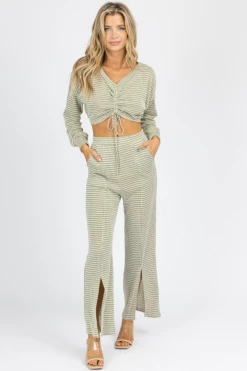 ENDLESS BLU OLIVE TIE CROP + FRONT SLIT PANT SET 9 ENDLESS BLU OLIVE TIE CROP + FRONT SLIT PANT SET