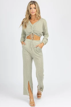 ENDLESS BLU OLIVE TIE CROP + FRONT SLIT PANT SET 8 ENDLESS BLU OLIVE TIE CROP + FRONT SLIT PANT SET