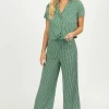 DEE ELLY CLOTHING GREEN STRIPED TIE TOP + PANT SET