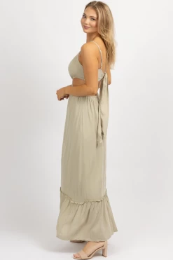 ENDLESS BLU GREIGE TIE BACK MAXI DRESS NEW ARRIVALS