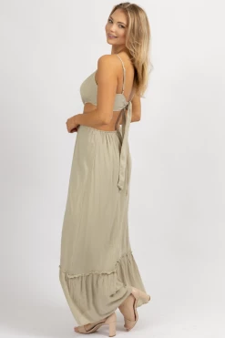 ENDLESS BLU GREIGE TIE BACK MAXI DRESS NEW ARRIVALS
