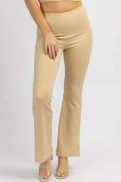 MISS LOVE BEIGE KNIT PRINT FIT + FLARE PANT 10 MISS LOVE BEIGE KNIT PRINT FIT + FLARE PANT