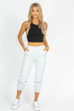 THE FREE YOGA CLOTHING GREY FLEECED BASIC JOGGER