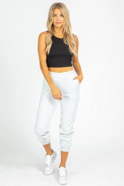 THE FREE YOGA CLOTHING GREY FLEECED BASIC JOGGER