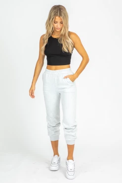 THE FREE YOGA CLOTHING GREY FLEECED BASIC JOGGER