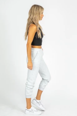 THE FREE YOGA CLOTHING GREY FLEECED BASIC JOGGER