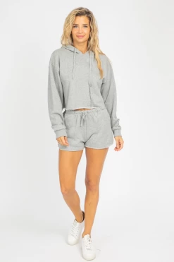 OLIVACEOUS CLOTHING GREY RAW CUT HOODIE SET