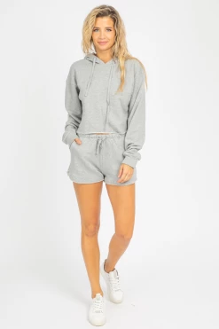 OLIVACEOUS CLOTHING GREY RAW CUT HOODIE SET
