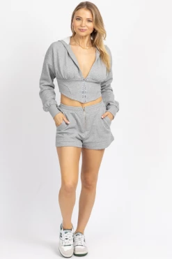 MABLE GREY HOOK + EYE HOODED LOUNGE SET NEW ARRIVALS