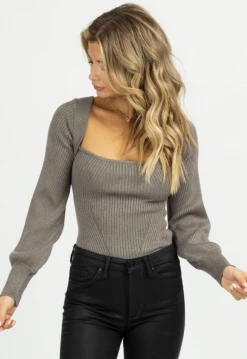 LUSH GREY RIBBED BOW BACK KNIT TOP *RESTOCK COMING SOON* 10 LUSH GREY RIBBED BOW BACK KNIT TOP *RESTOCK COMING SOON*