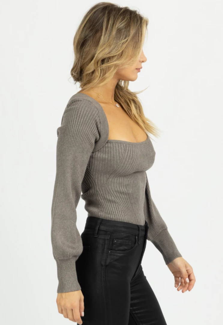 LUSH GREY RIBBED BOW BACK KNIT TOP *RESTOCK COMING SOON* 6 LUSH GREY RIBBED BOW BACK KNIT TOP *RESTOCK COMING SOON*