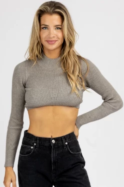 LE LIS GREY RIBBED UNDERWIRE BUST SWEATER CROP NEW ARRIVALS 6 LE LIS GREY RIBBED UNDERWIRE BUST SWEATER CROP NEW ARRIVALS