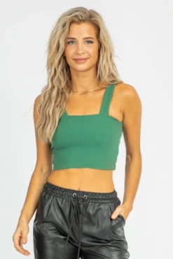 THE FREE YOGA GREEN SQUARENECK KNIT CROP TANK CLOTHING