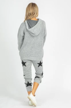BLUE BUTTERCUP CLOTHING GREY + BLACK STAR KNIT JOGGERS
