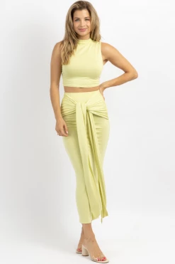 FORE COLLECTION HAVANA LIME TIE FRONT MAXI SKIRT SET NEW ARRIVALS 11 FORE COLLECTION HAVANA LIME TIE FRONT MAXI SKIRT SET NEW ARRIVALS