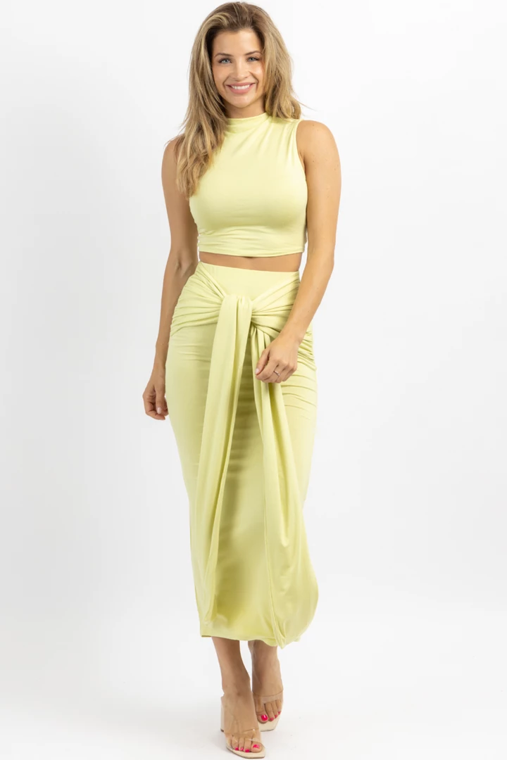 FORE COLLECTION HAVANA LIME TIE FRONT MAXI SKIRT SET NEW ARRIVALS 1 FORE COLLECTION HAVANA LIME TIE FRONT MAXI SKIRT SET NEW ARRIVALS