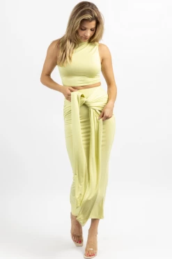 FORE COLLECTION HAVANA LIME TIE FRONT MAXI SKIRT SET NEW ARRIVALS 10 FORE COLLECTION HAVANA LIME TIE FRONT MAXI SKIRT SET NEW ARRIVALS