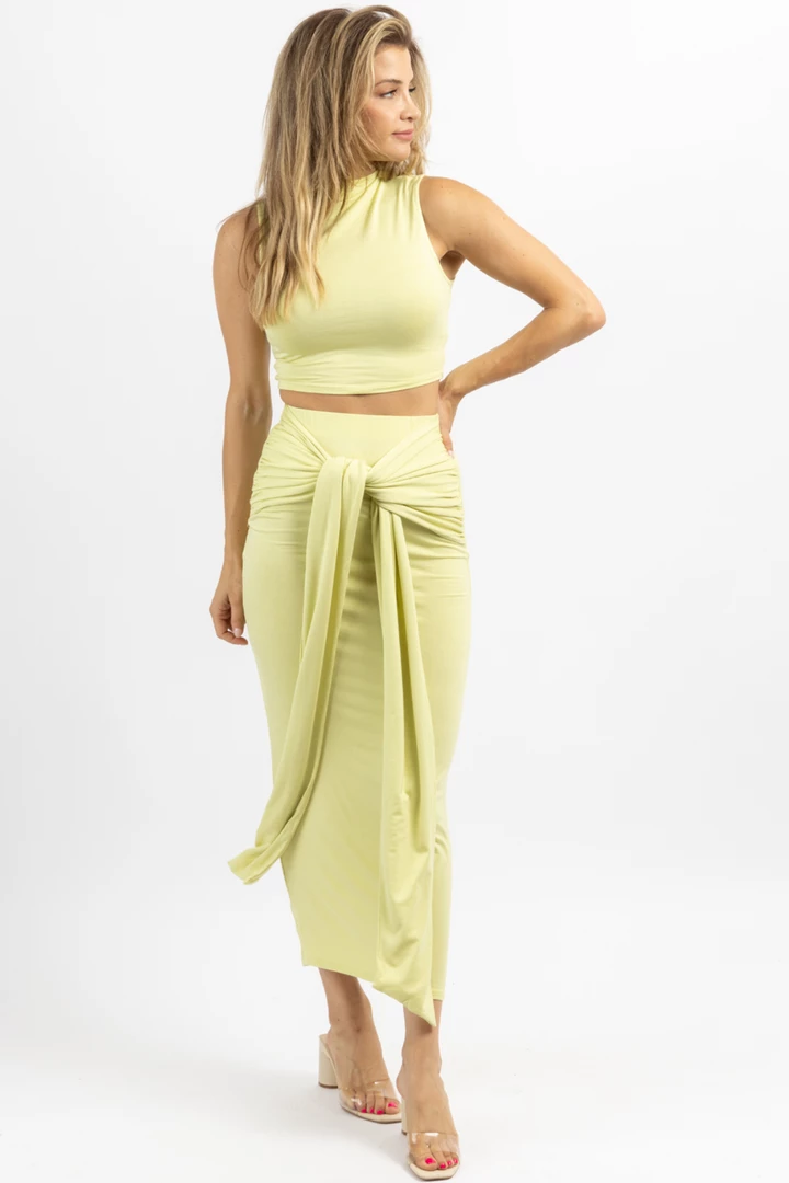 FORE COLLECTION HAVANA LIME TIE FRONT MAXI SKIRT SET NEW ARRIVALS 5 FORE COLLECTION HAVANA LIME TIE FRONT MAXI SKIRT SET NEW ARRIVALS