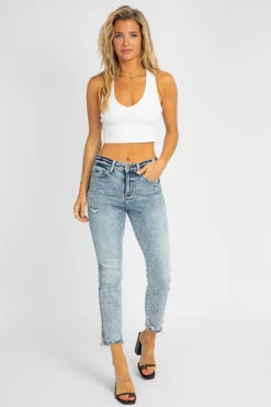 FLYING MONKEY HIGH RISE ACID WASHED STRAIGHT JEAN