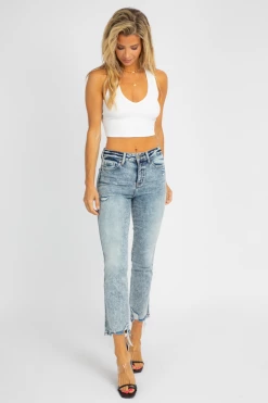 FLYING MONKEY HIGH RISE ACID WASHED STRAIGHT JEAN