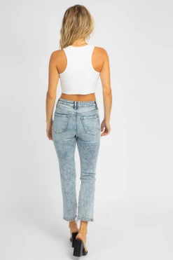 FLYING MONKEY HIGH RISE ACID WASHED STRAIGHT JEAN