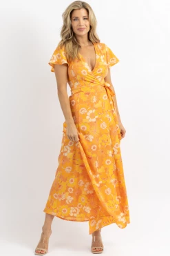 SUGARLIPS NEW ARRIVALS HONEY RUST WRAP MAXI DRESS