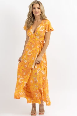 SUGARLIPS NEW ARRIVALS HONEY RUST WRAP MAXI DRESS
