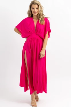 OLIVACEOUS PALOMA PINK DOLMAN MAXI DRESS NEW ARRIVALS