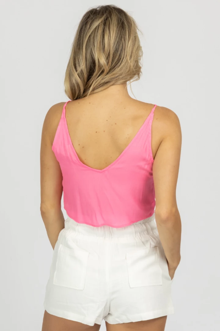 RENAMED CLOTHING HOT PINK TIE FRONT TANK 5 RENAMED CLOTHING HOT PINK TIE FRONT TANK