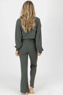 CRESCENT NEW ARRIVALS OLIVE RIBBED 3-PIECE CARDIGAN SET *BACK IN STOCK*