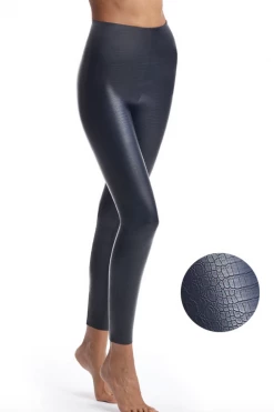 COMMANDO CONTROL BLACK FAUX LEATHER CROC LEGGING