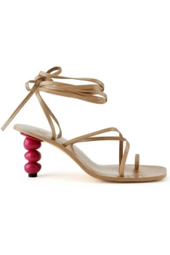 G Stylez HILGA STRAPPY HEEL IN NUDE AND PINK