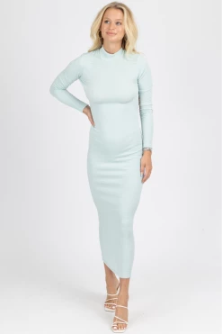 WINWIN APPAREL MISTY BLUE LONG SLEEVE OPEN BACK DRESS NEW ARRIVALS