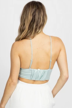 MUSTARD SEED NEW ARRIVALS ICE BLUE SATIN CROP TOP