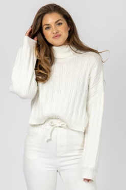 L'ABEYE Sales Shop 22 LE LIS IVORY CABLEKNIT TURTLENECK SWEATER CLOTHING