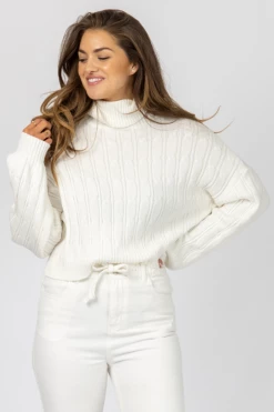 LE LIS IVORY CABLEKNIT TURTLENECK SWEATER CLOTHING