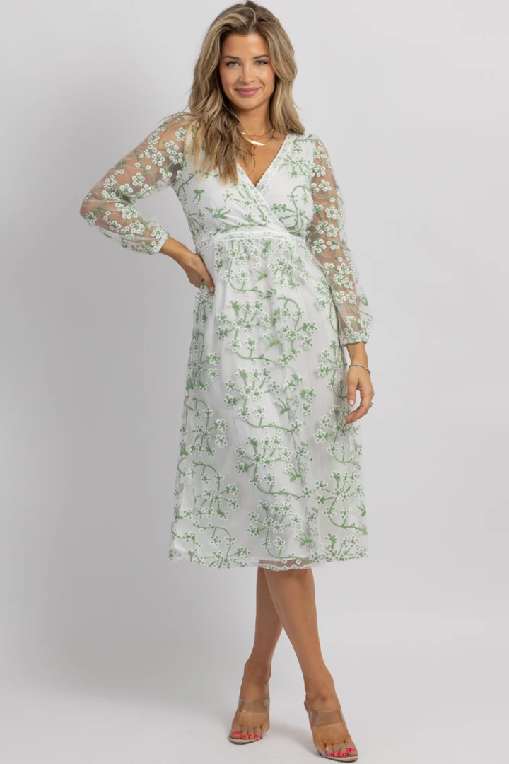 SUNDAY UP WHITE MESH EMBROIDERED LONGSLEEVE MIDI DRESS 2 SUNDAY UP WHITE MESH EMBROIDERED LONGSLEEVE MIDI DRESS