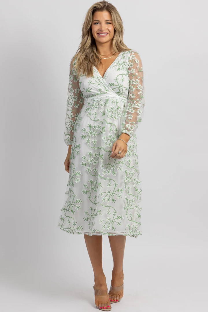 SUNDAY UP WHITE MESH EMBROIDERED LONGSLEEVE MIDI DRESS 3 SUNDAY UP WHITE MESH EMBROIDERED LONGSLEEVE MIDI DRESS