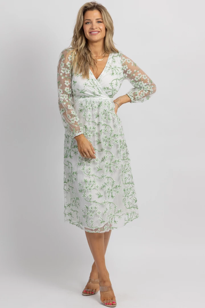 SUNDAY UP WHITE MESH EMBROIDERED LONGSLEEVE MIDI DRESS 4 SUNDAY UP WHITE MESH EMBROIDERED LONGSLEEVE MIDI DRESS