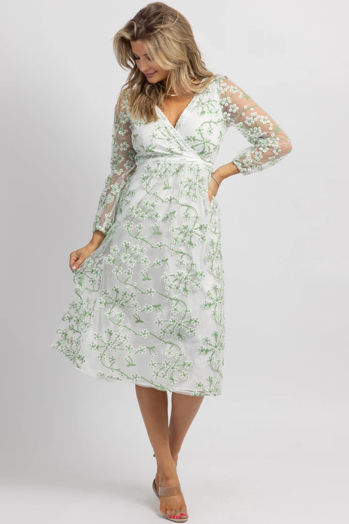 SUNDAY UP WHITE MESH EMBROIDERED LONGSLEEVE MIDI DRESS 1 SUNDAY UP WHITE MESH EMBROIDERED LONGSLEEVE MIDI DRESS