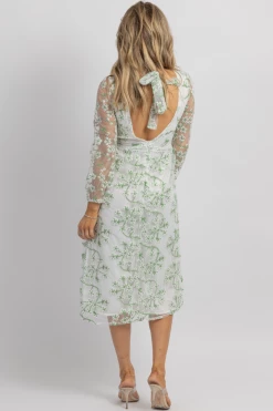 SUNDAY UP WHITE MESH EMBROIDERED LONGSLEEVE MIDI DRESS 13 SUNDAY UP WHITE MESH EMBROIDERED LONGSLEEVE MIDI DRESS