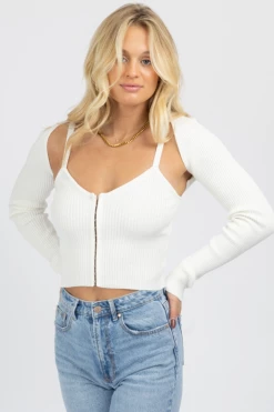 EMORY PARK OFF WHITE 2 PIECE HOOK + EYE TOP SET NEW ARRIVALS