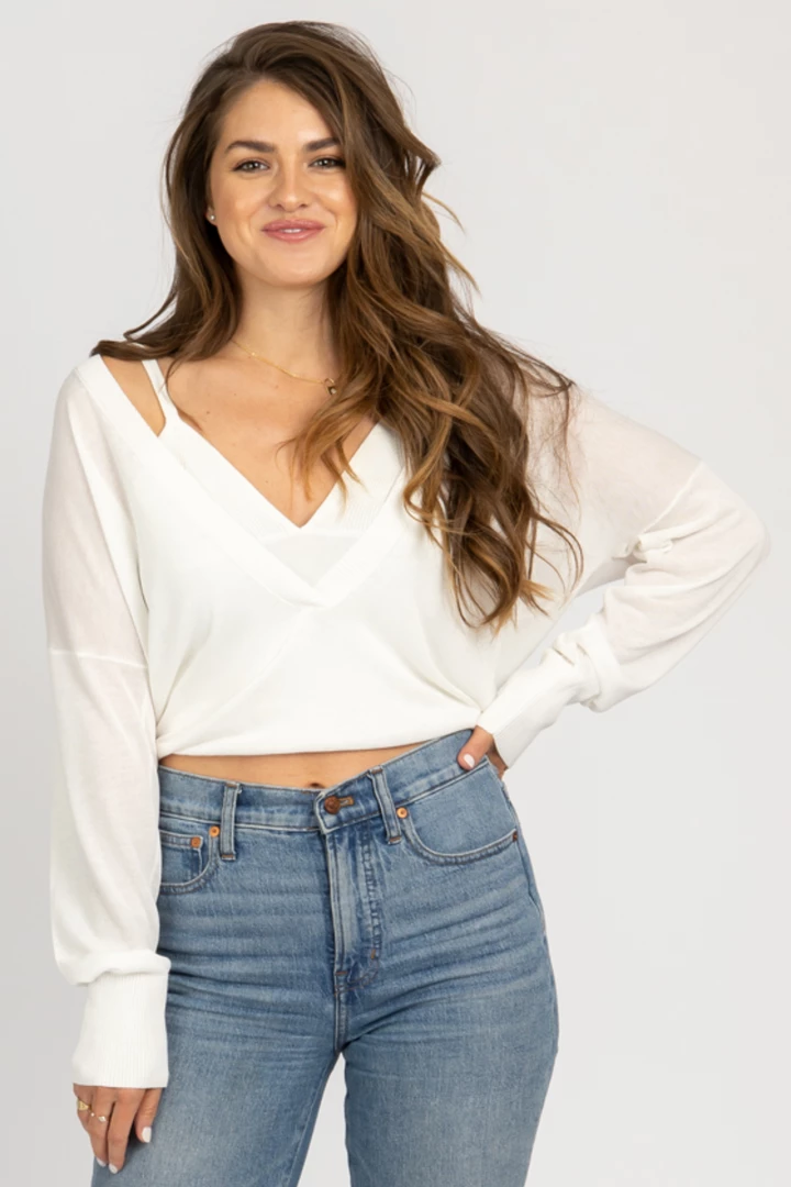 MABLE WHITE LAYERED ATTACHED KNIT TOP CLOTHING 2 MABLE WHITE LAYERED ATTACHED KNIT TOP CLOTHING