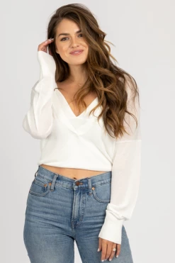 MABLE WHITE LAYERED ATTACHED KNIT TOP CLOTHING 10 MABLE WHITE LAYERED ATTACHED KNIT TOP CLOTHING