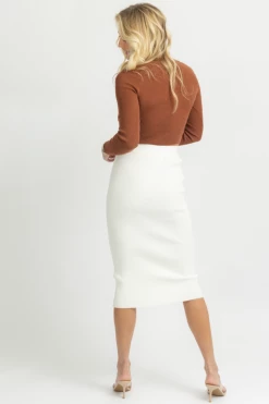 DEE ELLY WHITE FRONT WRAP MIDI SKIRT NEW ARRIVALS
