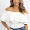 SUGARLIPS NEW ARRIVALS IVORY KAILA OFF SHOULDER SWEATER TOP