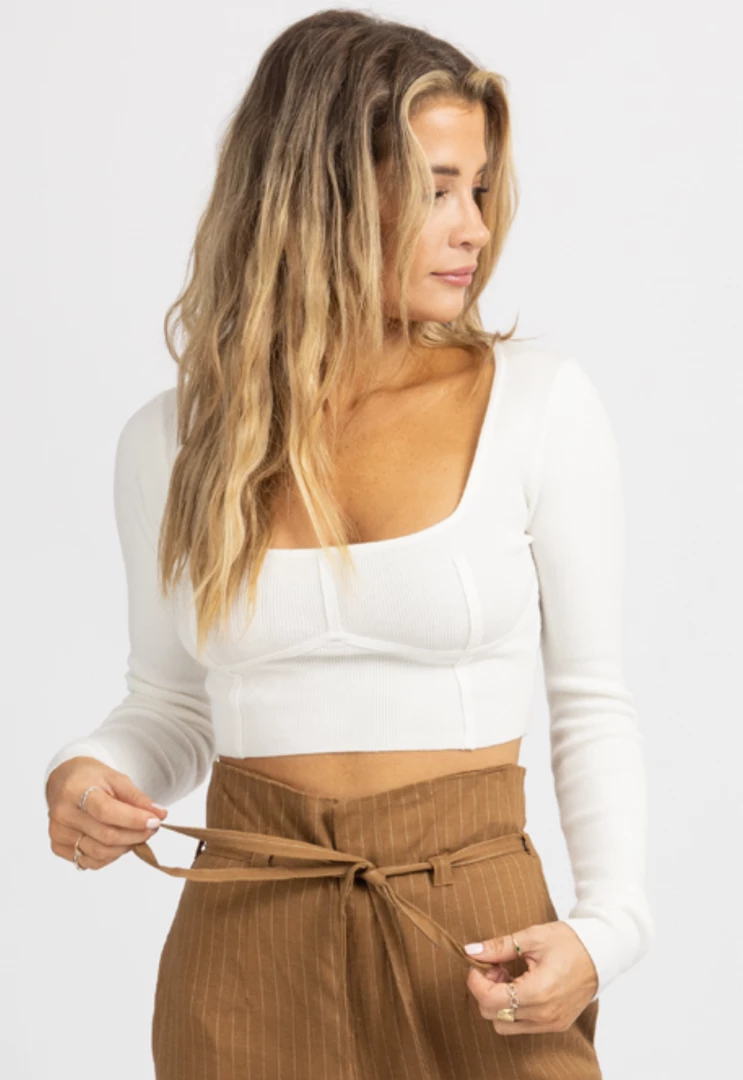 EMORY PARK IVORY SELF PIPING KNIT LONG SLEEVE CROP NEW ARRIVALS 3 EMORY PARK IVORY SELF PIPING KNIT LONG SLEEVE CROP NEW ARRIVALS